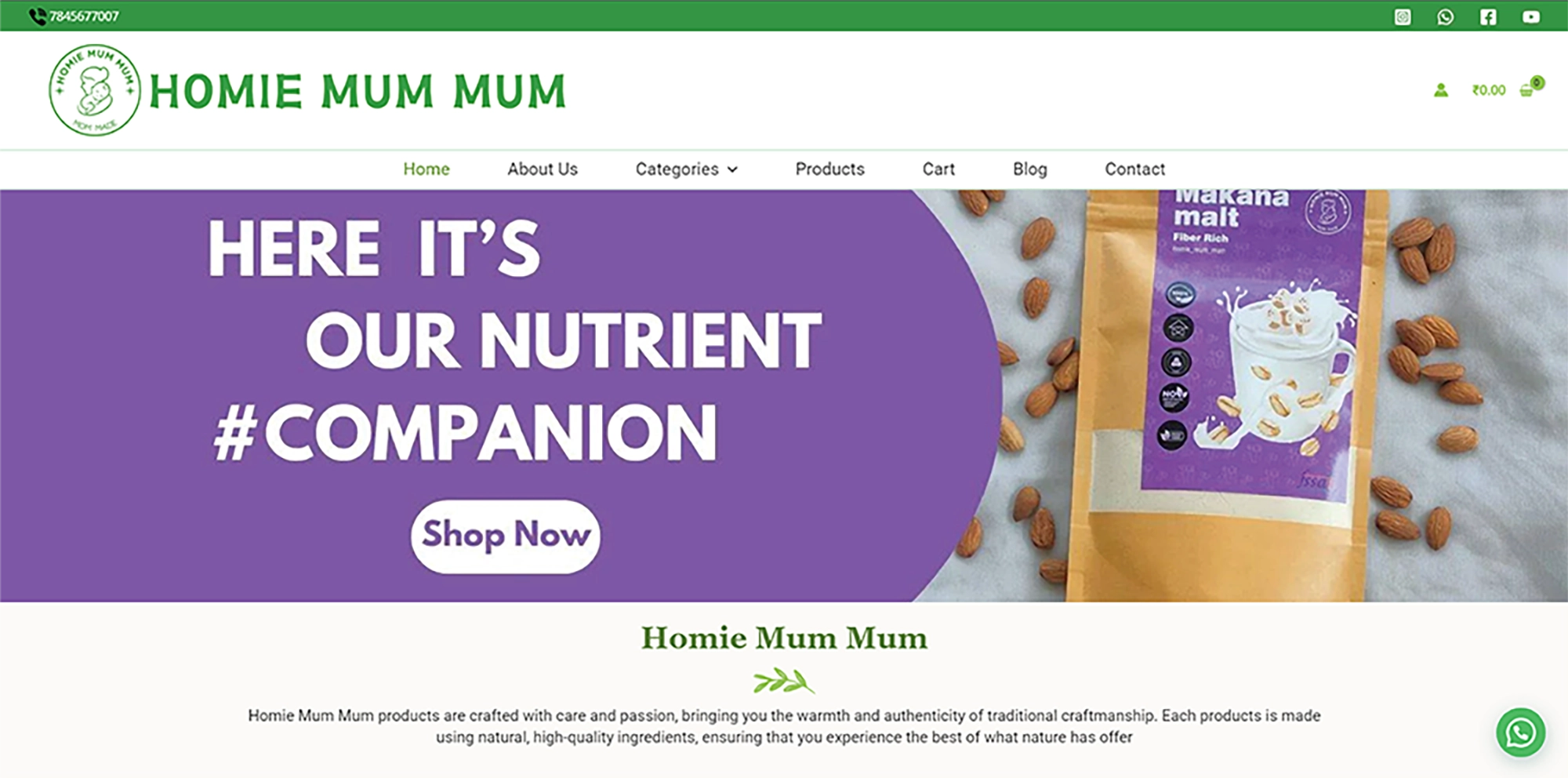 Homie Mum Mum Website Home Page