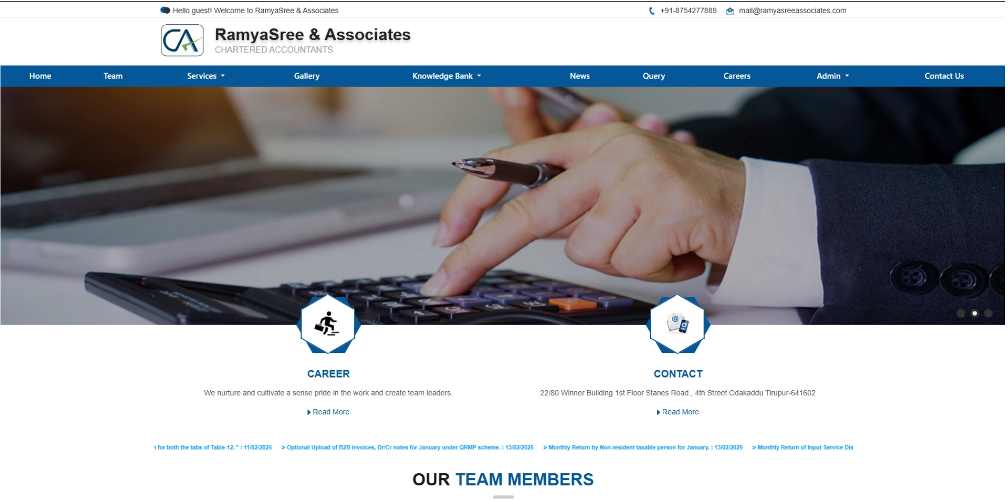 RamyaSree and Associates website Homepage