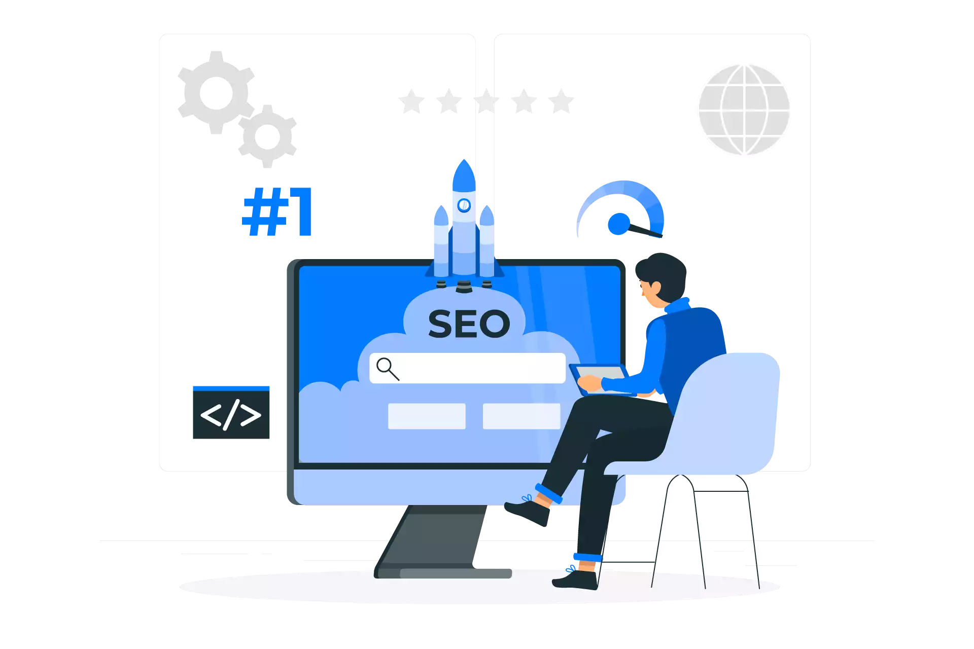 A person doing SEO optimization illustration