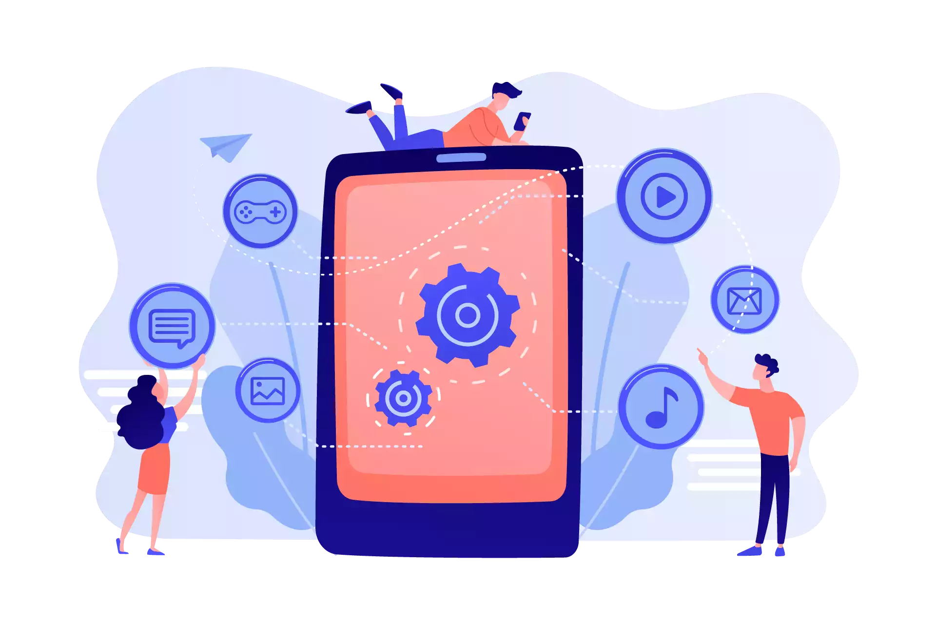 People Using Mobile Illustration