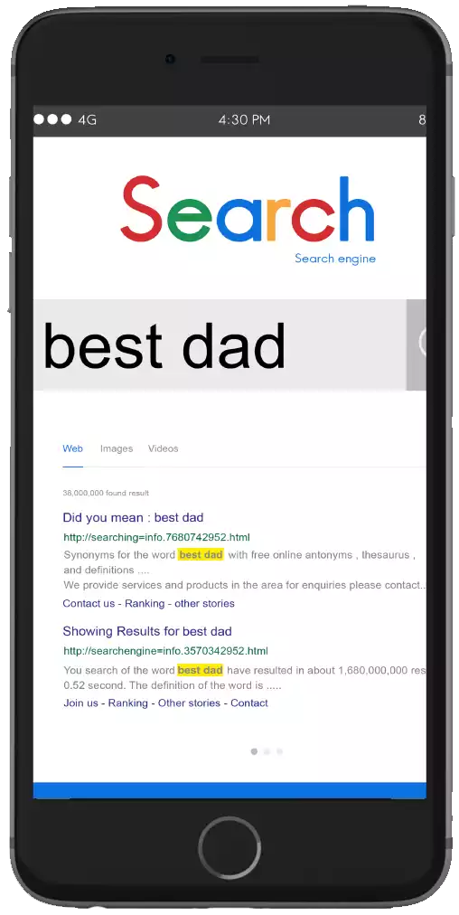 mobile screen with google search page